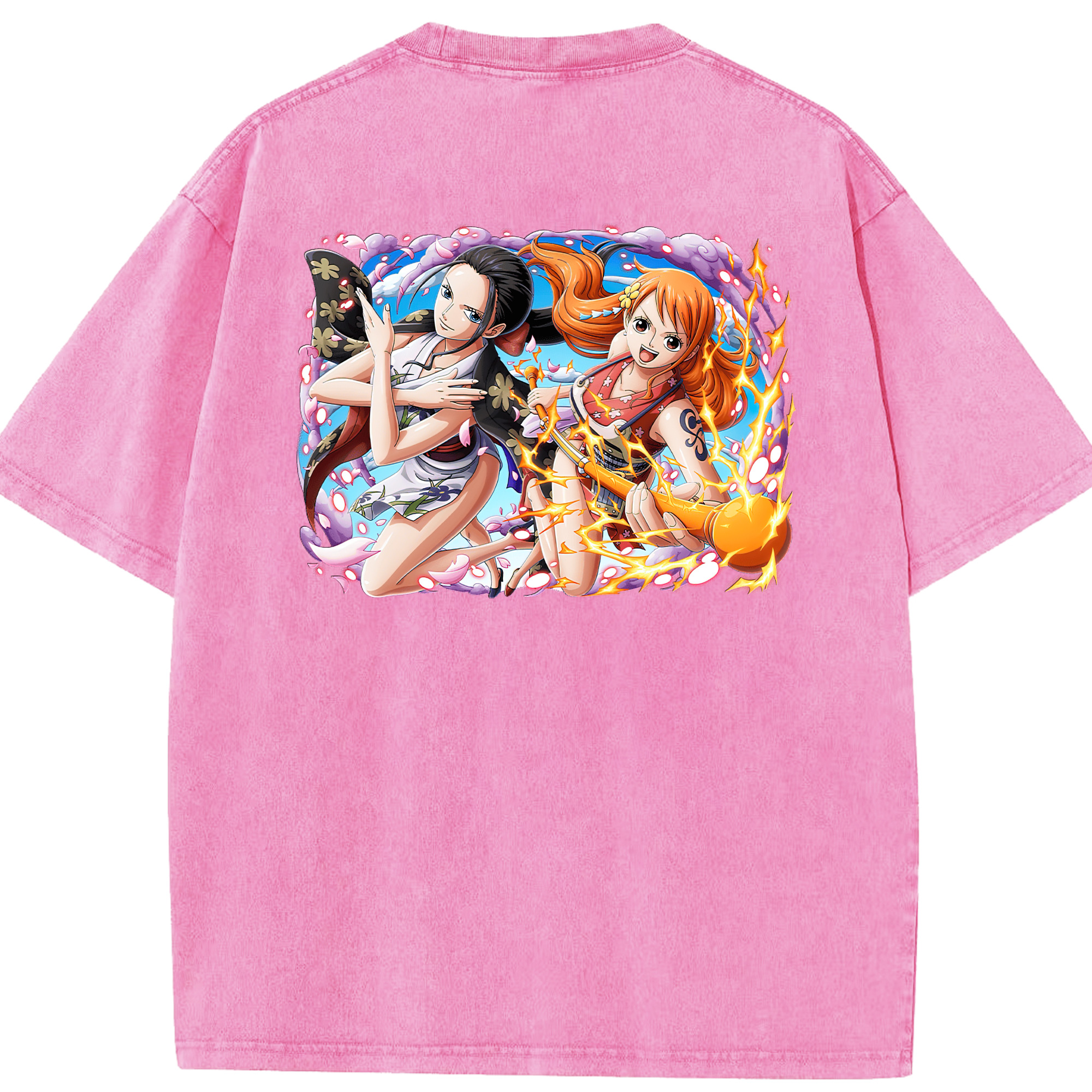 ワンピース ナミ ONE PIECE Nami 綿100% ヴィンテージ風 半袖Tシャツ（背面プリント）